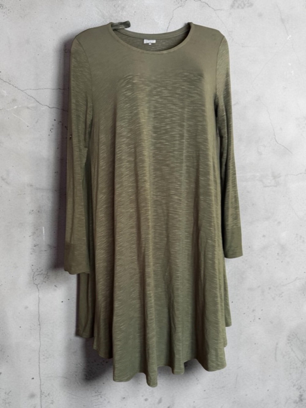 Altar’d Olive Green Long Sleeve Knit Swing Dress -Size Small - Picture 2 of 9